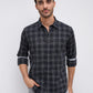Parx Men Black Slim Fit Checks Casual Shirt