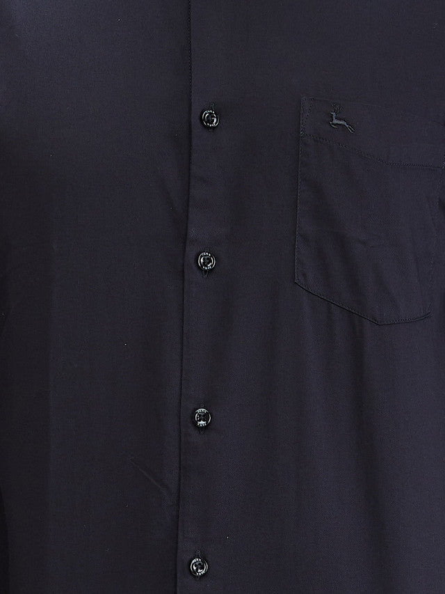 Parx Black Solid Slim Fit Cotton Casual Shirt