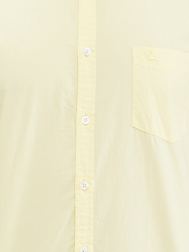 Parx Yellow Solid Slim Fit Cotton Casual Shirt