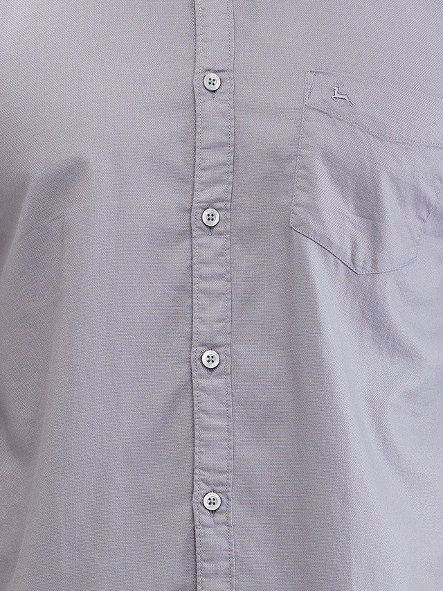 Parx Grey Solid Slim Fit Cotton Casual Shirt