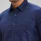 Parx Blue Solid Slim Fit Cotton Casual Shirt