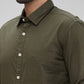 Parx Green Solid Slim Fit Cotton Casual Shirt