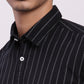 Parx Black Stripe Slim Fit Full Sleeve Cotton Shirt