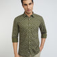 Parx Men Green Printed Slim Fit Full Sleeve Semi Cut Away Collar Shirt