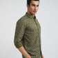 Parx Men Green Printed Slim Fit Full Sleeve Semi Cut Away Collar Shirt