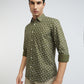 Parx Men Green Printed Slim Fit Full Sleeve Semi Cut Away Collar Shirt