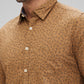 Parx Brown Printed Slim Fit Cotton Casual Shirt