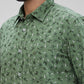 Parx Green Printed Slim Fit Cotton Casual Shirt