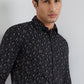 Parx Men Blue Printed Slim Fit Cotton Shirt