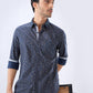 Parx Men Blue Slim Fit Print Casual Shirt