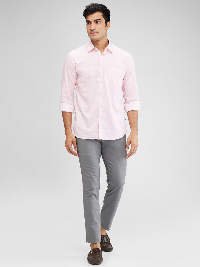 Parx Pink Printed Slim Fit Cotton Casual Shirt