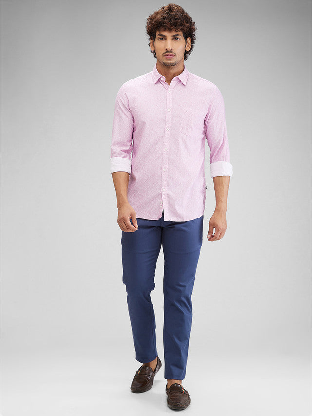 Parx Red Printed Slim Fit Cotton Casual Shirt