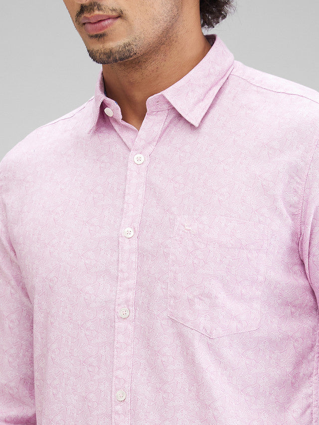 Parx Red Printed Slim Fit Cotton Casual Shirt