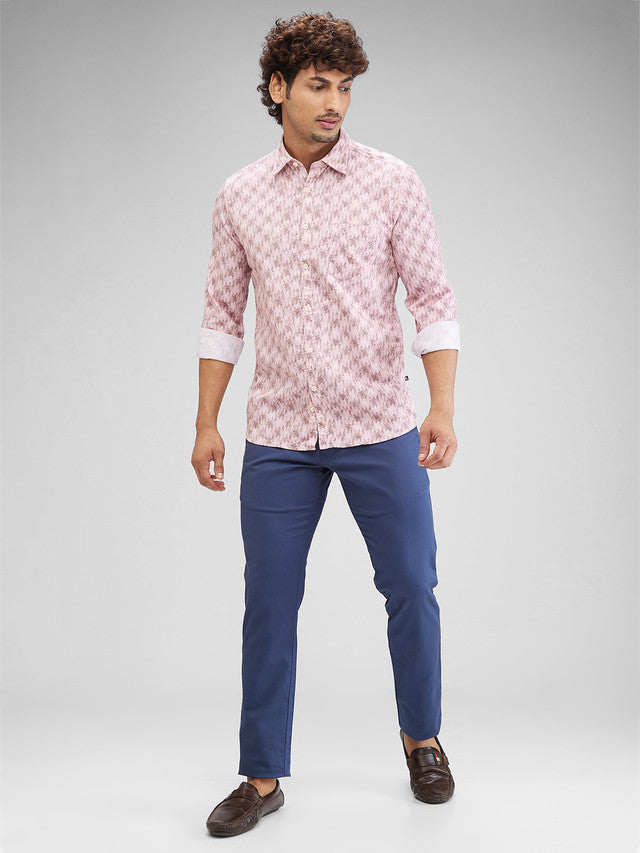 Parx Men Pink Printed Slim Fit Cotton Casual Shirt