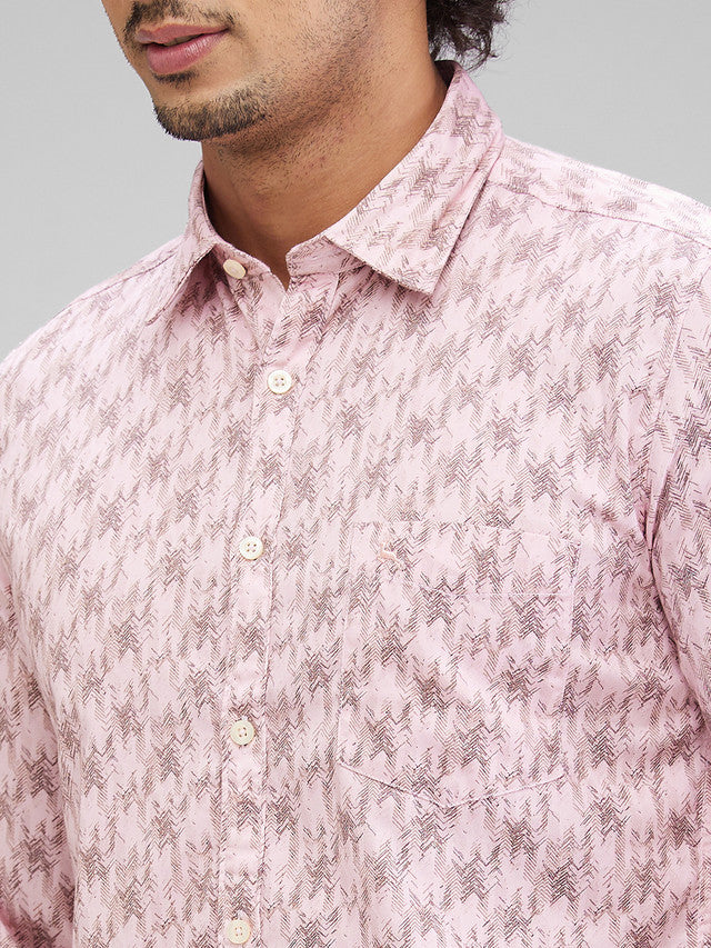 Parx Men Pink Printed Slim Fit Cotton Casual Shirt