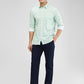 Parx Green Printed Slim Fit Cotton Casual Shirt