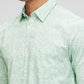 Parx Green Printed Slim Fit Cotton Casual Shirt