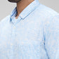 Parx Men Blue Printed Slim Fit Cotton Casual Shirt