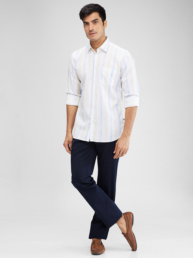 Parx Yellow Printed Slim Fit Cotton Casual Shirt