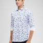 Parx Blue Printed Slim Fit Cotton Casual Shirt