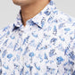 Parx Blue Printed Slim Fit Cotton Casual Shirt