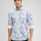 Parx Blue Printed Slim Fit Cotton Casual Shirt