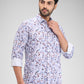 Parx Grey Printed Slim Fit Cotton Casual Shirt