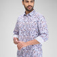 Parx Grey Printed Slim Fit Cotton Casual Shirt