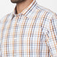 Parx Men Blue Checkered Slim Fit Cotton Casual Shirt