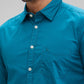 Parx Blue Solid Slim Fit Cotton Casual Shirt