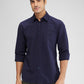 Parx Blue Solid Slim Fit Cotton Casual Shirt