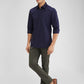 Parx Blue Solid Slim Fit Cotton Casual Shirt