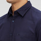 Parx Blue Solid Slim Fit Cotton Casual Shirt