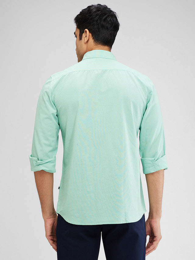 Parx Green Solid Slim Fit Cotton Casual Shirt