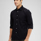 Parx Black Solid Slim Fit Cotton Casual Shirt