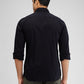 Parx Black Solid Slim Fit Cotton Casual Shirt