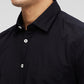 Parx Black Solid Slim Fit Cotton Casual Shirt