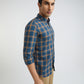 Men Blue Slim Fit Checks Cotton Full Sleeve Shirts