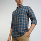 Men Blue Slim Fit Checks Cotton Full Sleeve Shirts