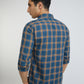 Men Blue Slim Fit Checks Cotton Full Sleeve Shirts