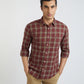 Men Red Slim Fit Checks Cotton Full Sleeve Shirts