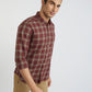 Men Red Slim Fit Checks Cotton Full Sleeve Shirts