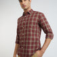 Men Red Slim Fit Checks Cotton Full Sleeve Shirts