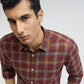 Men Red Slim Fit Checks Cotton Full Sleeve Shirts