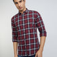 Men Red Slim Fit Checks Cotton Full Sleeve Shirts