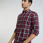 Men Red Slim Fit Checks Cotton Full Sleeve Shirts