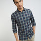 Men Blue Slim Fit Checks Cotton Full Sleeve Shirts