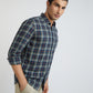 Men Blue Slim Fit Checks Cotton Full Sleeve Shirts