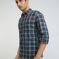 Men Blue Slim Fit Checks Cotton Full Sleeve Shirts