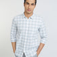 Men White Slim Fit Checks Cotton Full Sleeve Shirts